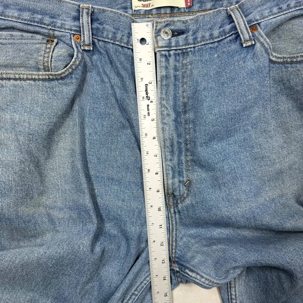 Levi's 560 Comfort Fit Jeans Mens 42x30 Blue Denim Light Wash Distressed Stained